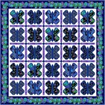Butterfly Dance blue Quilt Opulent Floral by Natalie Crabtree /79"x79"