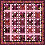 Butterfly Dance Red Quilt Opulent Floral by Natalie Crabtree /79"x79"- free pattern available in July, 2022