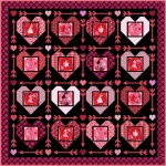 Struck by Cupid Quilt (Black) feat. Kiss Me Quick! by Natalie Crabtree - free pattern available October 2026
