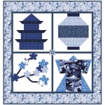 Snapshots of Japan Blue Quilt by Natalie Crabtree /53"x56"