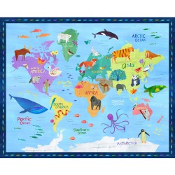 ANIMALS AROUND THE WORLD MAP -36" REPEAT PANEL