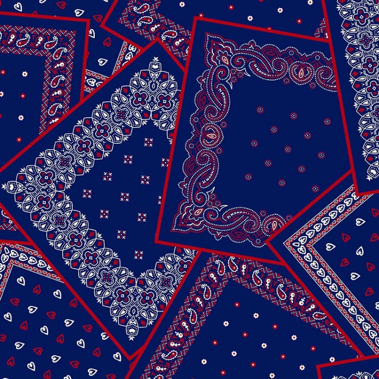 Bandana Red White Blue Bandana Ballad Geometrics Geo Basics Shapes Handkerchief Cowboys Southwest Western Americana American Usa