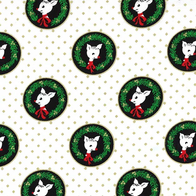 oh my deer christmas holidays xmas snow winter deer animals fawns heads forest trees christmas trees green metallics