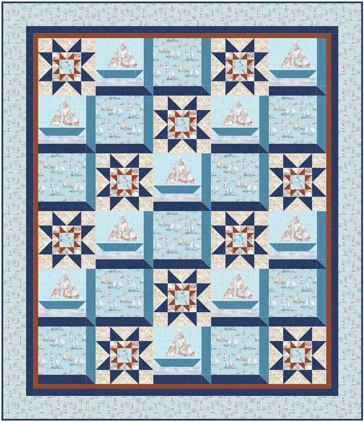 Nautical stars Quilt coastal living by fabric addict