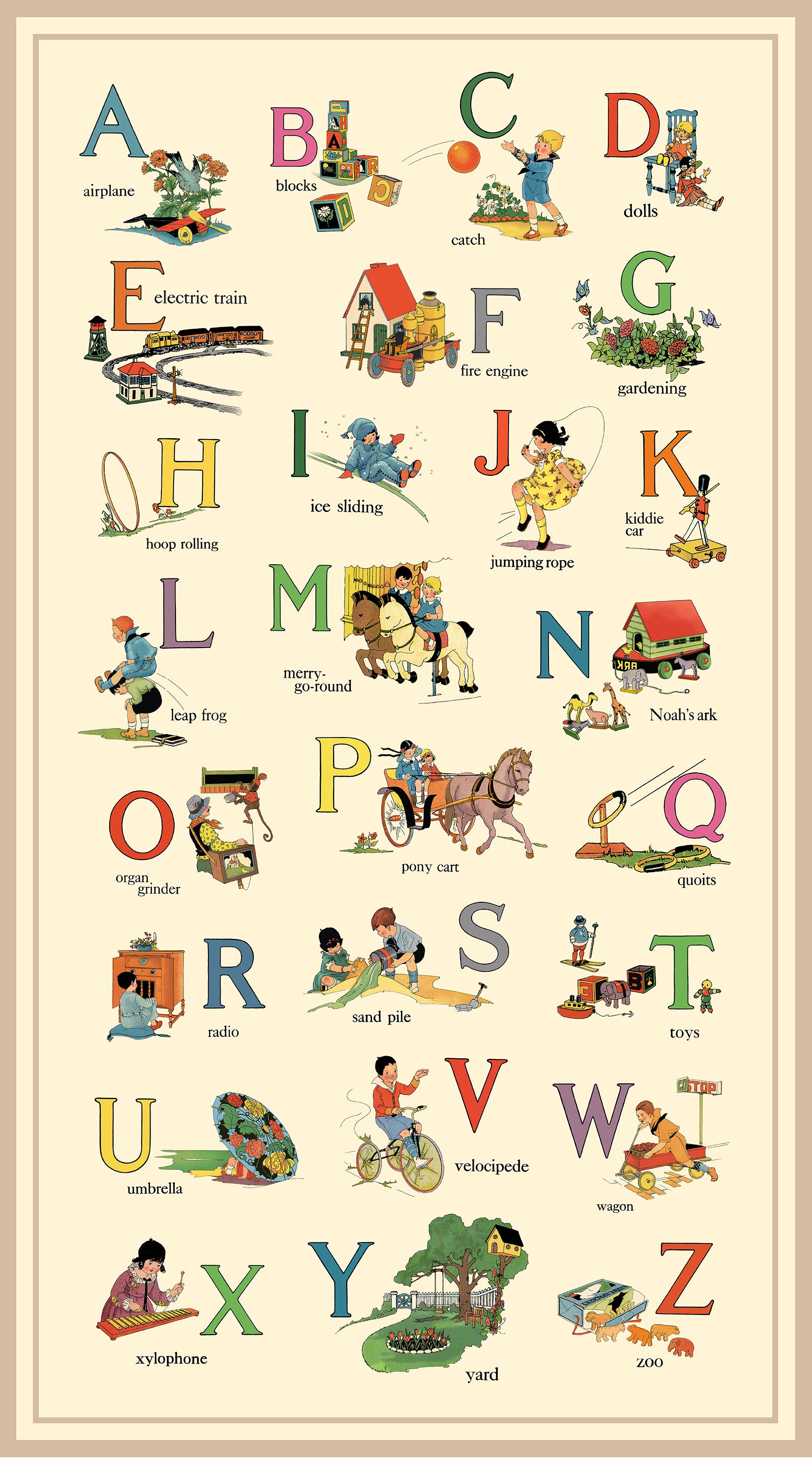 Vintage Treasures Children Kids Boys Girls Retro Playful Novelties Whimsical Playing Alphabet Letters Abc S Abc School Recess Learning Toys Bikes Bicycles Horses