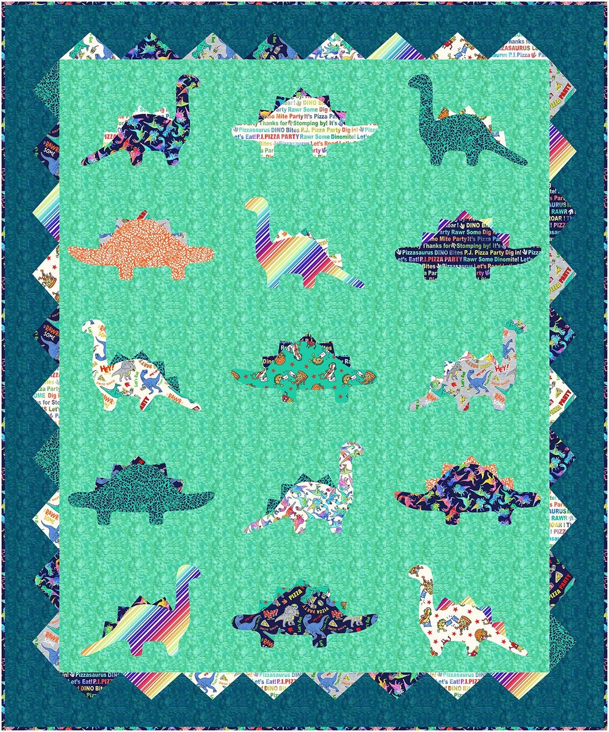 Dino Roarquilt feat. Dino Pizza Party by Slice of Pi Quilts