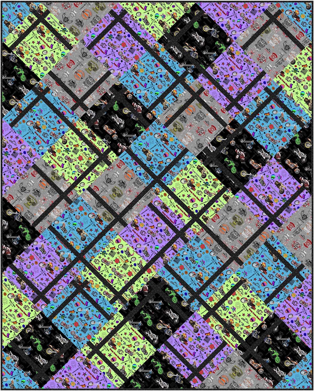 Fractions Quilt Orange County Choppers by Swirly Girls Design