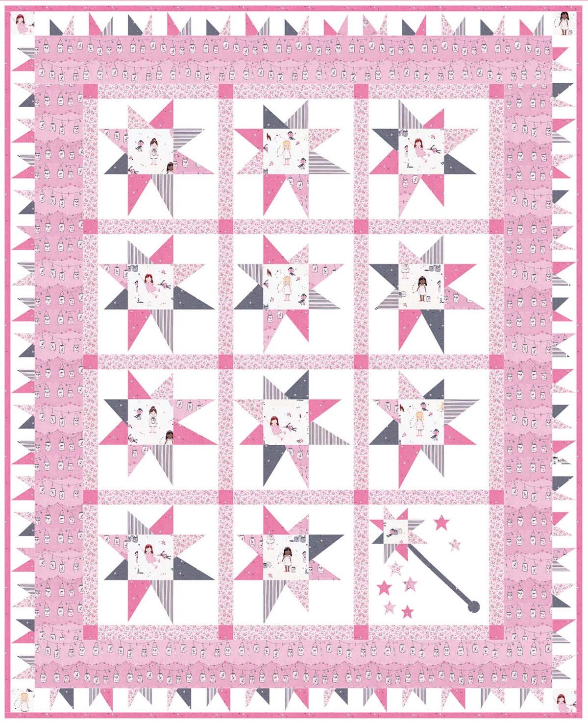 Twinkle Fairies Quilt by Marsha Evans Moore /48"x59"
