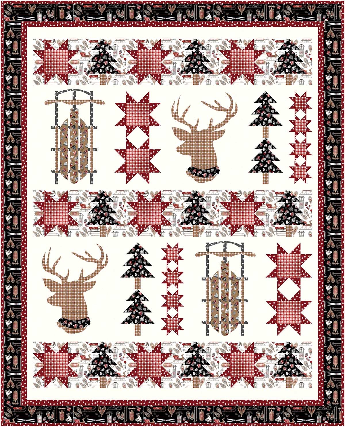 winter holiday winter solstice quilt by coach house designs /58"x72"