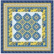 Provencial La Fleur Tiles Blue Quilt by Diane Nagle /48"x48"