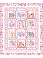Gender Reveal baby love girl quilt by marsha evans moore- free pattern available in march, 2024