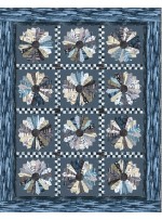 Strata Granite Blooms Graphite Quilt by Heidi Pridemore /59"x75"