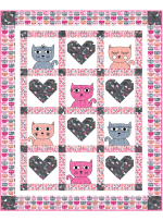 Hipster Kitties - Pink Quilt by Heidi Pridemore /46x57"