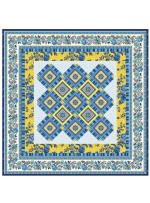 Provencial La Fleur Tiles Fuzzy Cut Border Blue Quilt by Diane Nagle /48"x48"