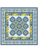 Provencial La Fleur Tiles Fuzzy Cut Border Blue Quilt by Diane Nagle /48"x48"