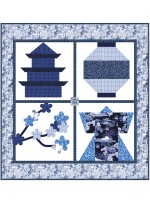 Snapshots of Japan Blue Quilt by Natalie Crabtree /53"x56"