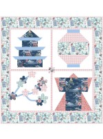 Snapshots of Japan Pink Quilt by Natalie Crabtree /53"x56"