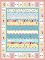 Seaside Vacation sunshine and sand castles quilt by marsha evans moore /58"x78"-free pattern available in May, 2023
