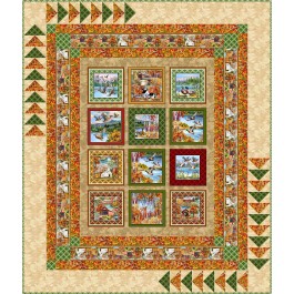 Duck Season feat. autumn lake by Steinbrook quilt- free pattern available in july, 2025