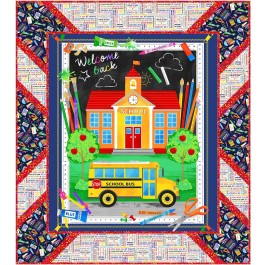 panel pop back to school quilt by swirly girls design /48"Wx54"H