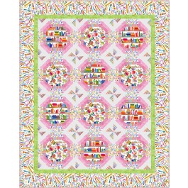 Bookworm blush quilt feat. books are magic by Project House 360