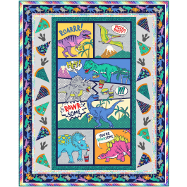 Let's Party quilt feat. Dino Pizza Party by Marsha Evans Moore
