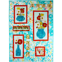 Gathered Poppies Quilt by Marinda Stewart   / 39x55"