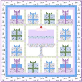 Happy Birthday Lilac Quilt by Natalie Crabtree /68-1/2"x68-1/2"
