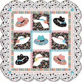 hats off! flowers in her hair quilt by marsha evans moore /48.5"Wx48.5"H