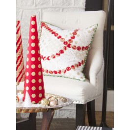 Cranberry Garland Pillow - Holiday Glitz