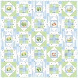 Hop Along - Blue Quilt by Susan Emory /50"x50"