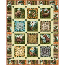 Let's Go Get That Dino! Quilt feat. Jurassic Wilds by Natalie Crabtree- free pattern available March 2027