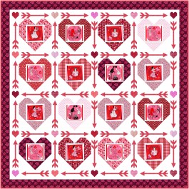 Struck by Cupid Quilt (White) feat. Kiss Me Quick! by Natalie Crabtree - free pattern available October 2026