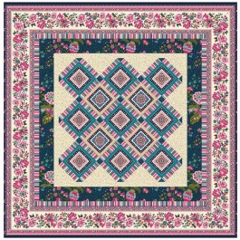 Provencial La Fleur Tiles Fuzzy Cut Border Taupe Quilt by Diane Nagle /48"x48"