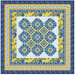 Provencial La Fleur Tiles Blue Quilt by Diane Nagle /48"x48"