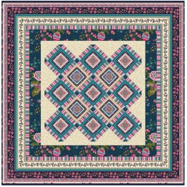 Provencial La Fleur Tiles Taupe Quilt by Diane Nagle /48"x48"