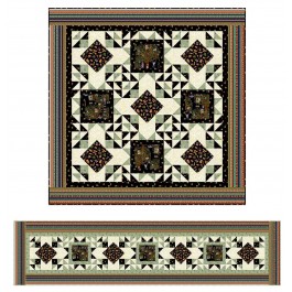 For Ginni Quilt and table runner feat. purrsuit of coffeeness by Brenda Plaster