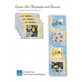 Queen Bee Placemats & Table Runner by Poorhouse Quilt Designs