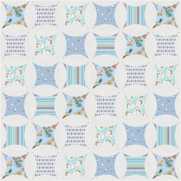 Kaleidoscope Quilt (Blue) feat. Retro Nursery by Project House 360 - free pattern available November 2026