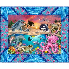 Panel Pop sea world quilt by swirly girls design