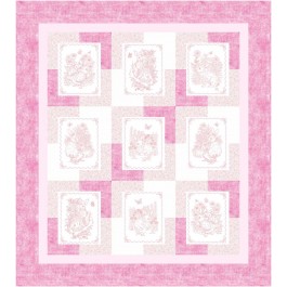 Darling Beauty Blush Quilt feat Sweet little bunny by Brenda Plaster