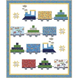 Choo choo coming whistle stop tour Quilt  by Natalie Crabtree /56"x66.5"