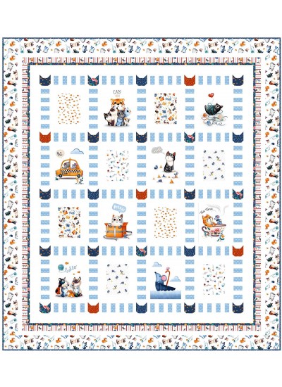 A Cat's Life Quilt by Wendy Sheppard /63"x71" 