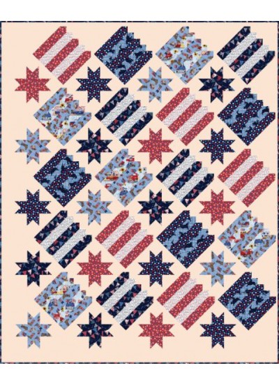 picket stars all american quilt by everyday stitches /67"Wx81"H