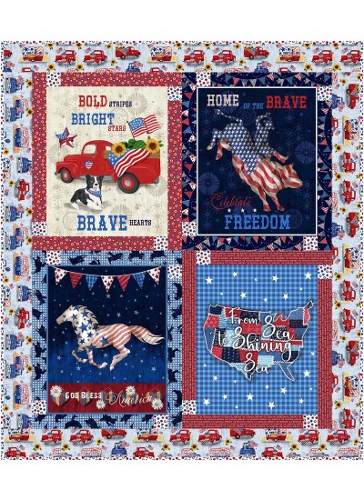 block talk all american quilt by swirly girls design /50"Wx58"H