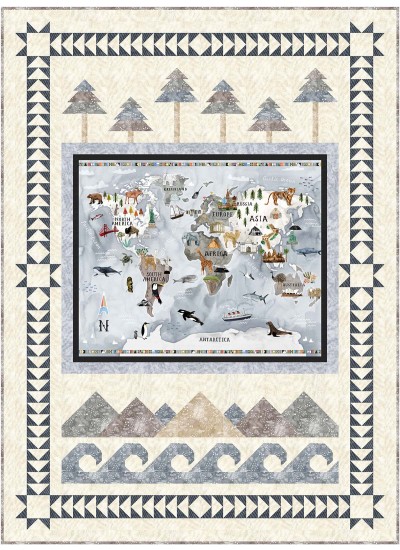 Scenic Quilt Around the World by Miss Winnie Designs 68"Wx92"H 