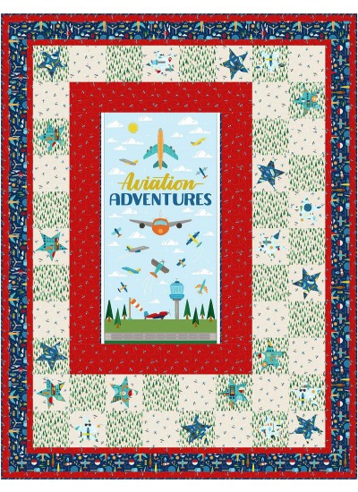 Flying High Stars Quilt feat. Aviation Adventure by Ladeebug Design