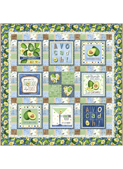 Avocado Kitchen Avo great Day Quilt by Marsha Evans Moore /48.25"x48/25"
