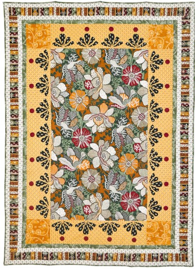 Balinese Flowers Quilt by Denise Russell of Pieced Brain /46.5"x64-3/4"