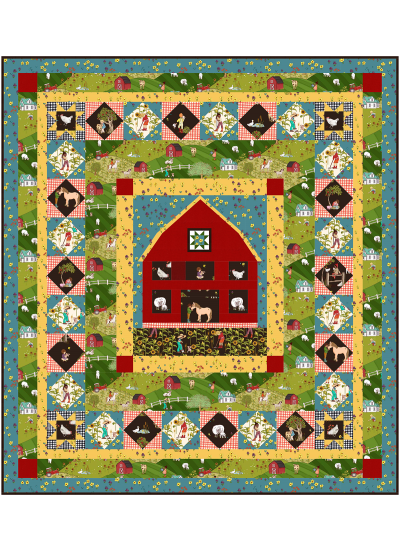 BARN BY MARSHA EVANS MOORE QUILT FEAT. FARM DAYS -PATTERN AVAILABLE IN JULY